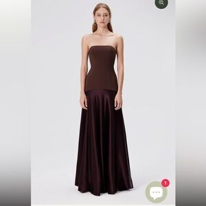 Elegant Strapless Brown Gown